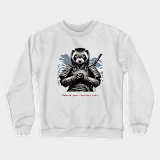 Samurai Ferret Warrior Design with Sun Tzu Wisdom Crewneck Sweatshirt